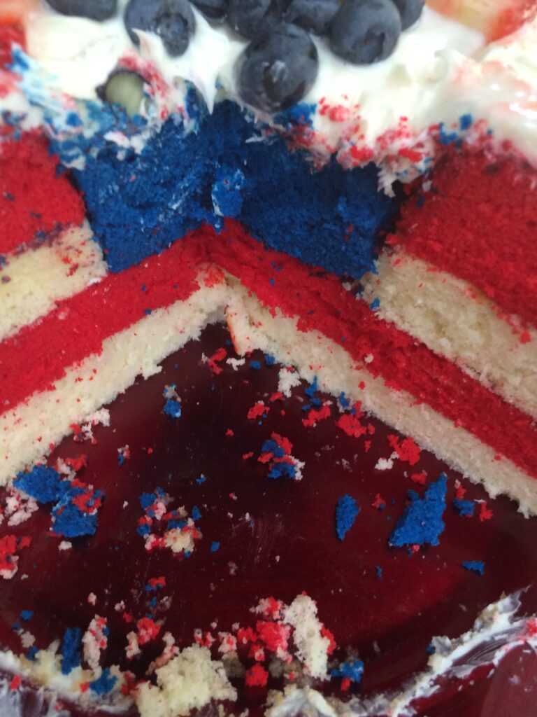 american flag cake on the inside
