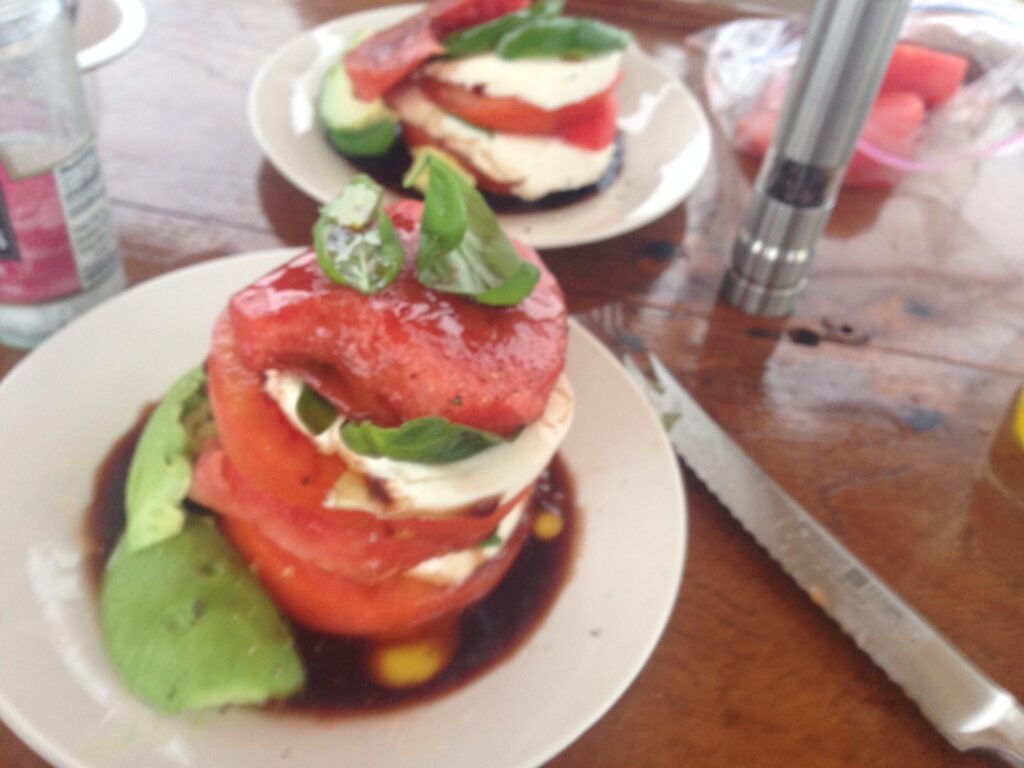 watermelon caprese with balsamic reduction