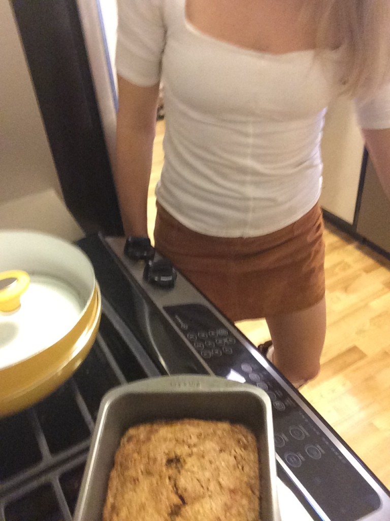 Caitlin Hartley of Styled American fresh zucchini bread out of the oven