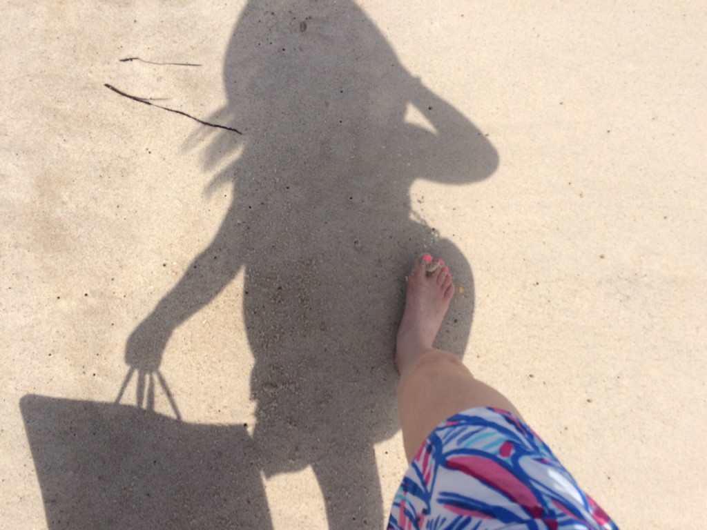 Caitlin Hartley of Styled American, lilly pulitzer dress and shadow on the sand