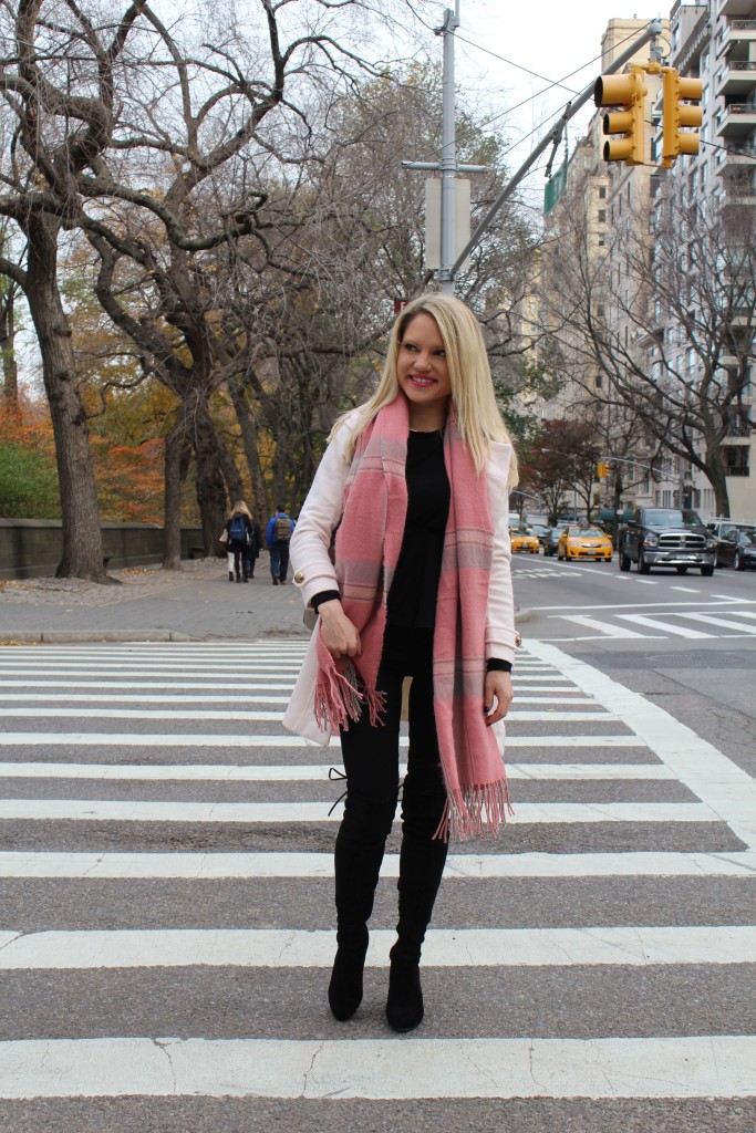 Caitlin Hartley of Styled American light pink coat