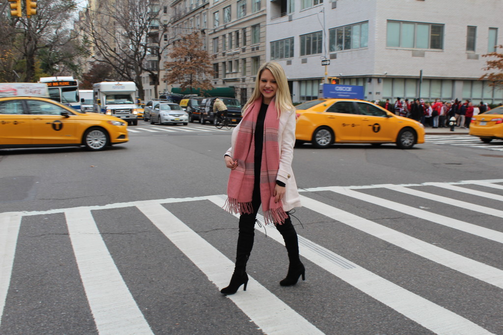 Caitlin Hartley of Styled American pink winter style