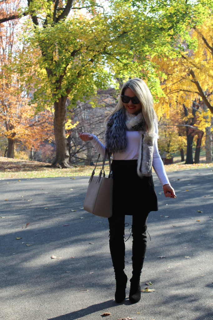 Caitlin Hartley of Styled American faux fur outfit