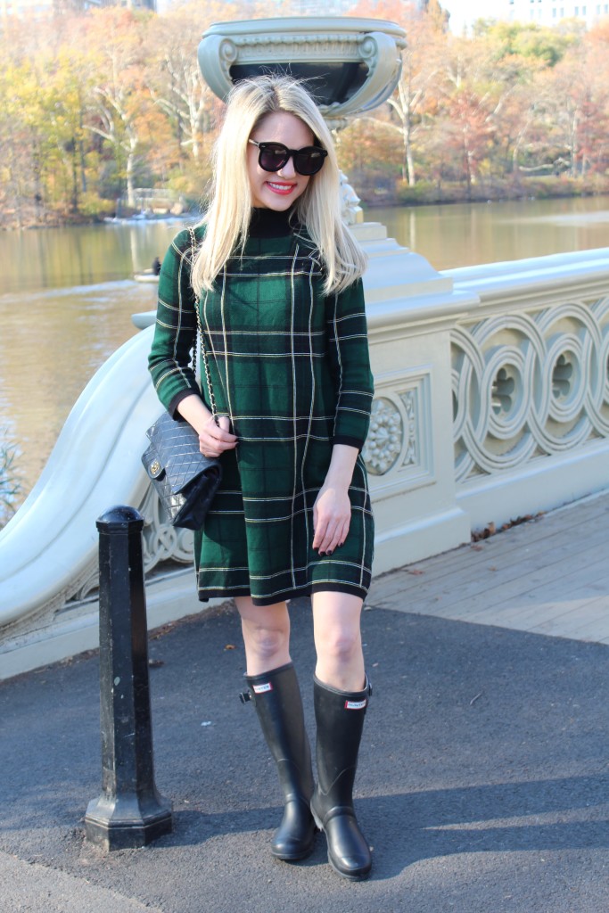 Caitlin Hartley of Styled American, emerald high neck dress