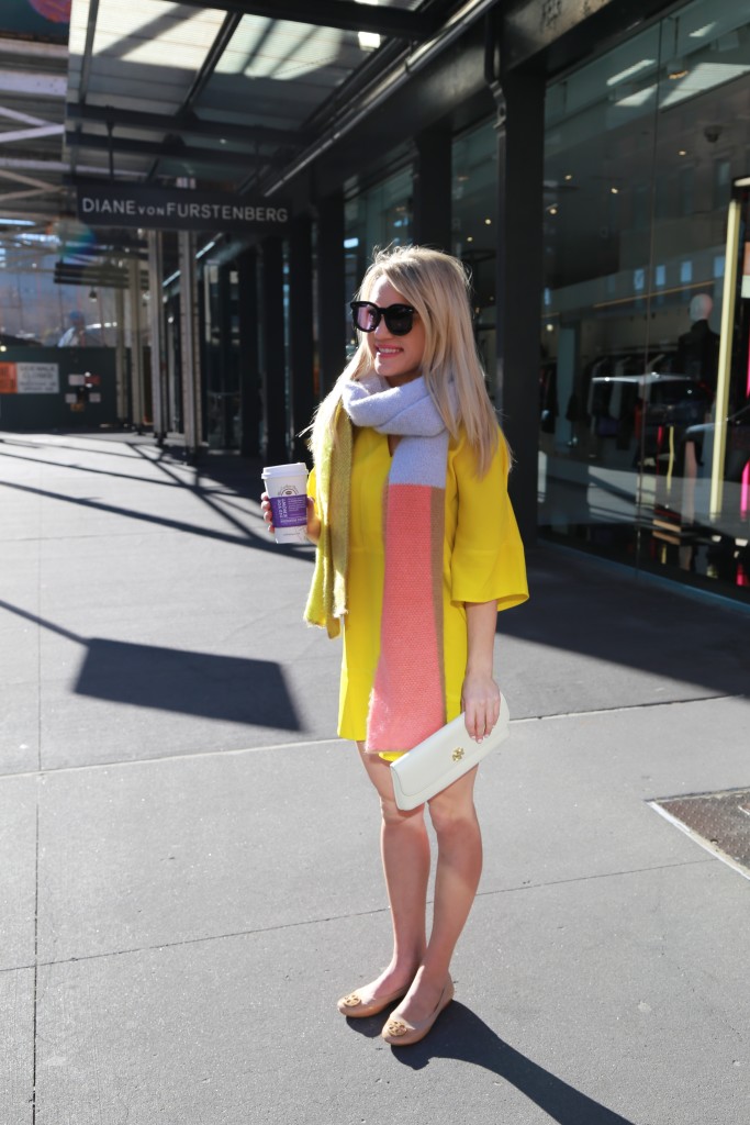 Caitlin Hartley of Styled American color block scarf