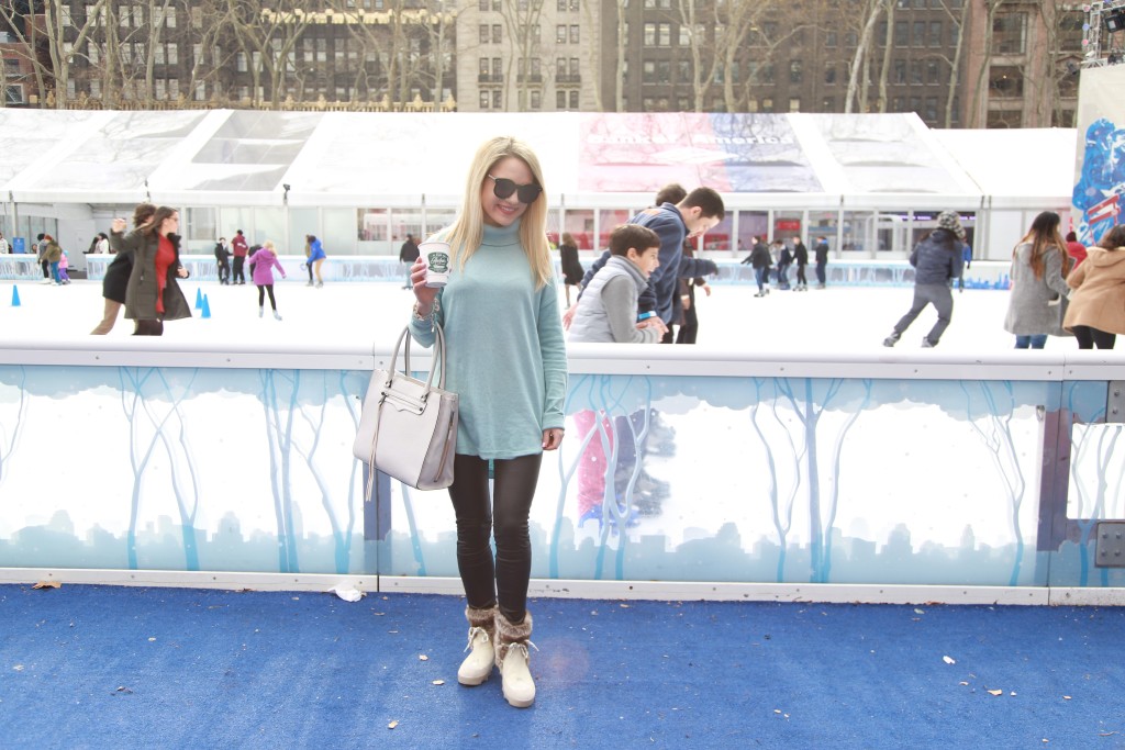 Caitlin Hartley of Styled American ice skating rink in nyc