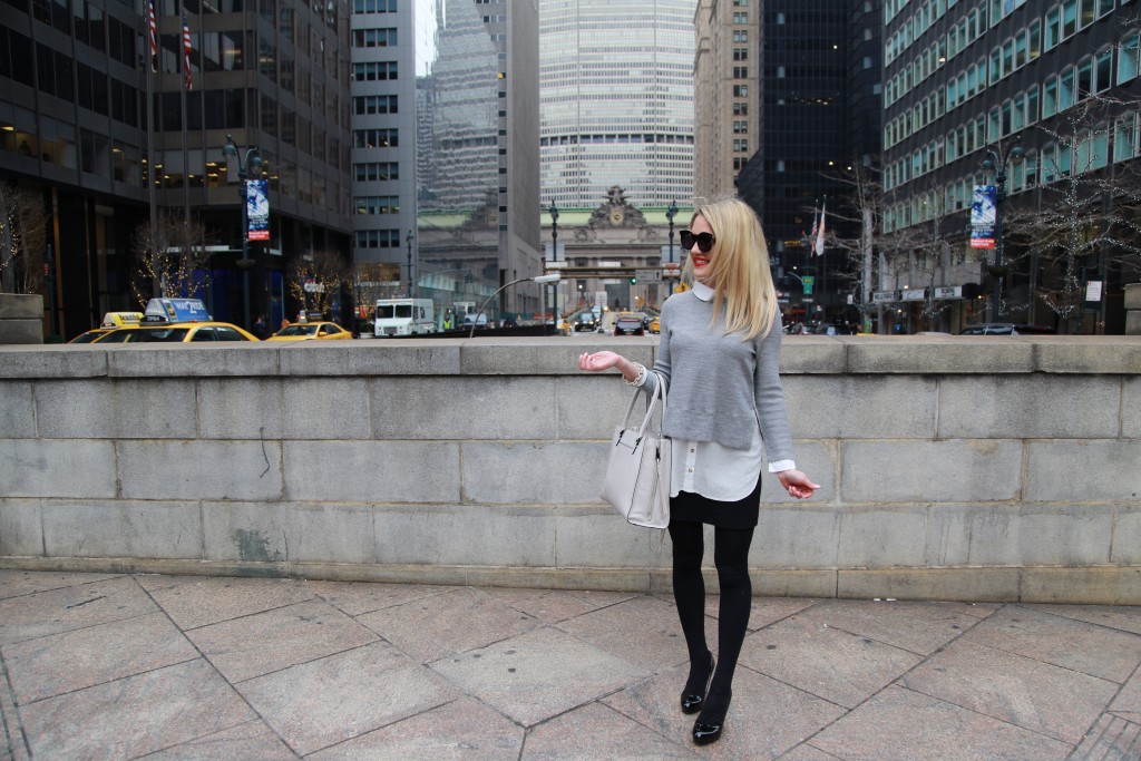 Caitlin Hartley of Styled American style blogger in front of grand central terminal