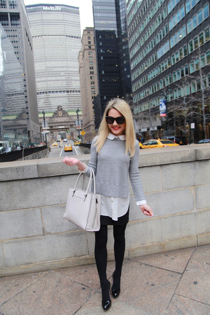Caitlin Hartley of Styled American fashion blogger in front of met life building and grand central