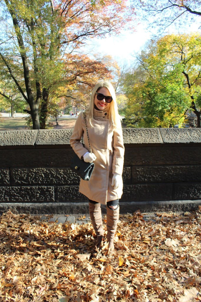 Caitlin Hartley of Styled American girl in front of central park on upper west side