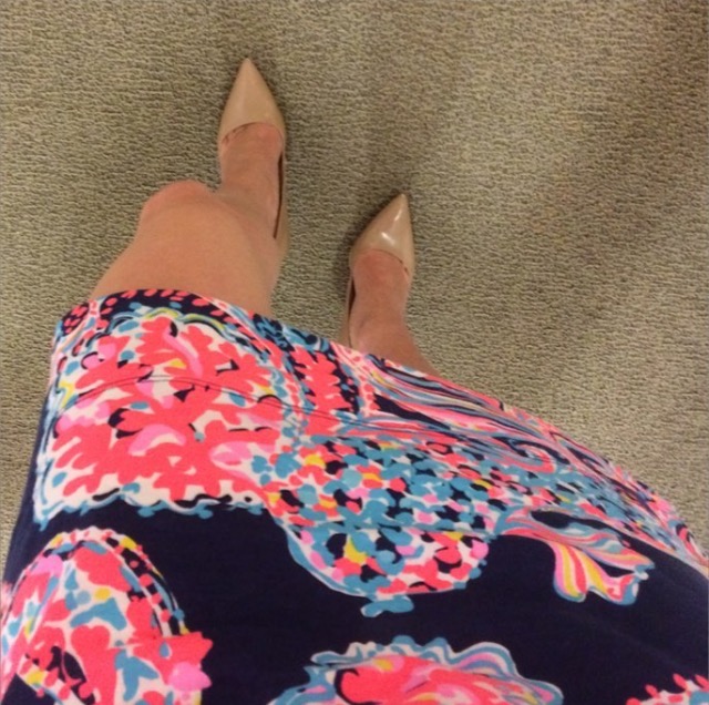 Caitlin Hartley of Styled American lilly pulitzer work dress, view from above