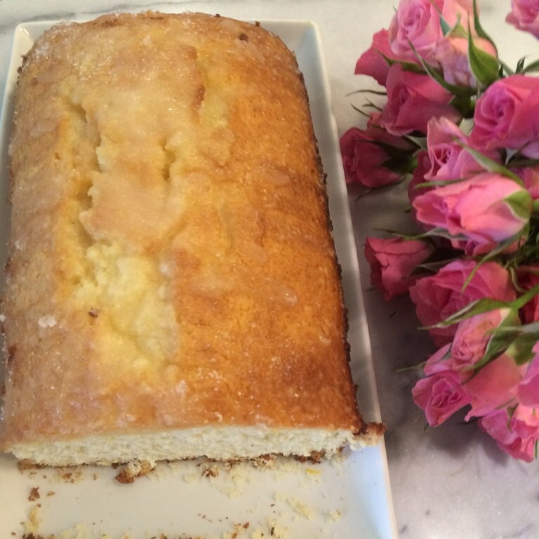 Caitlin Hartley of Styled American lemon bread and pink roses
