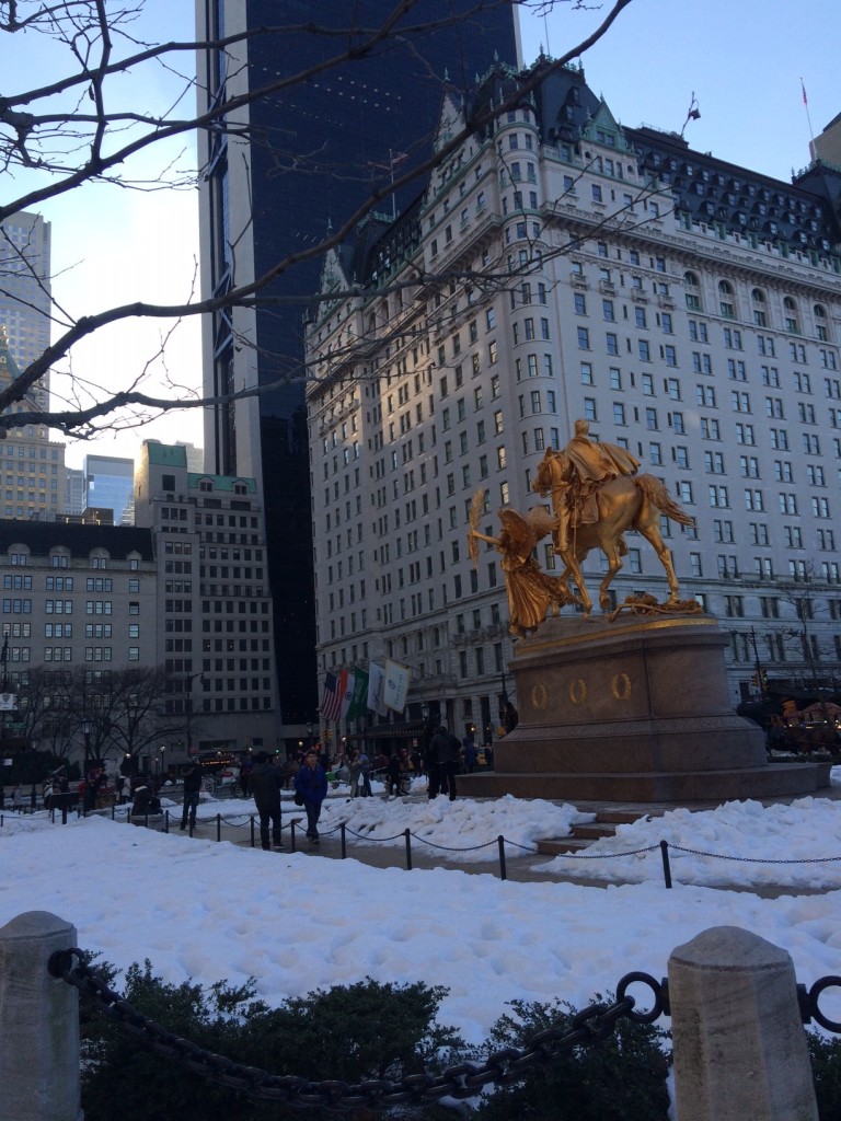 Caitlin Hartley of Styled American snowy picture of the Plaza Hotel in NYC