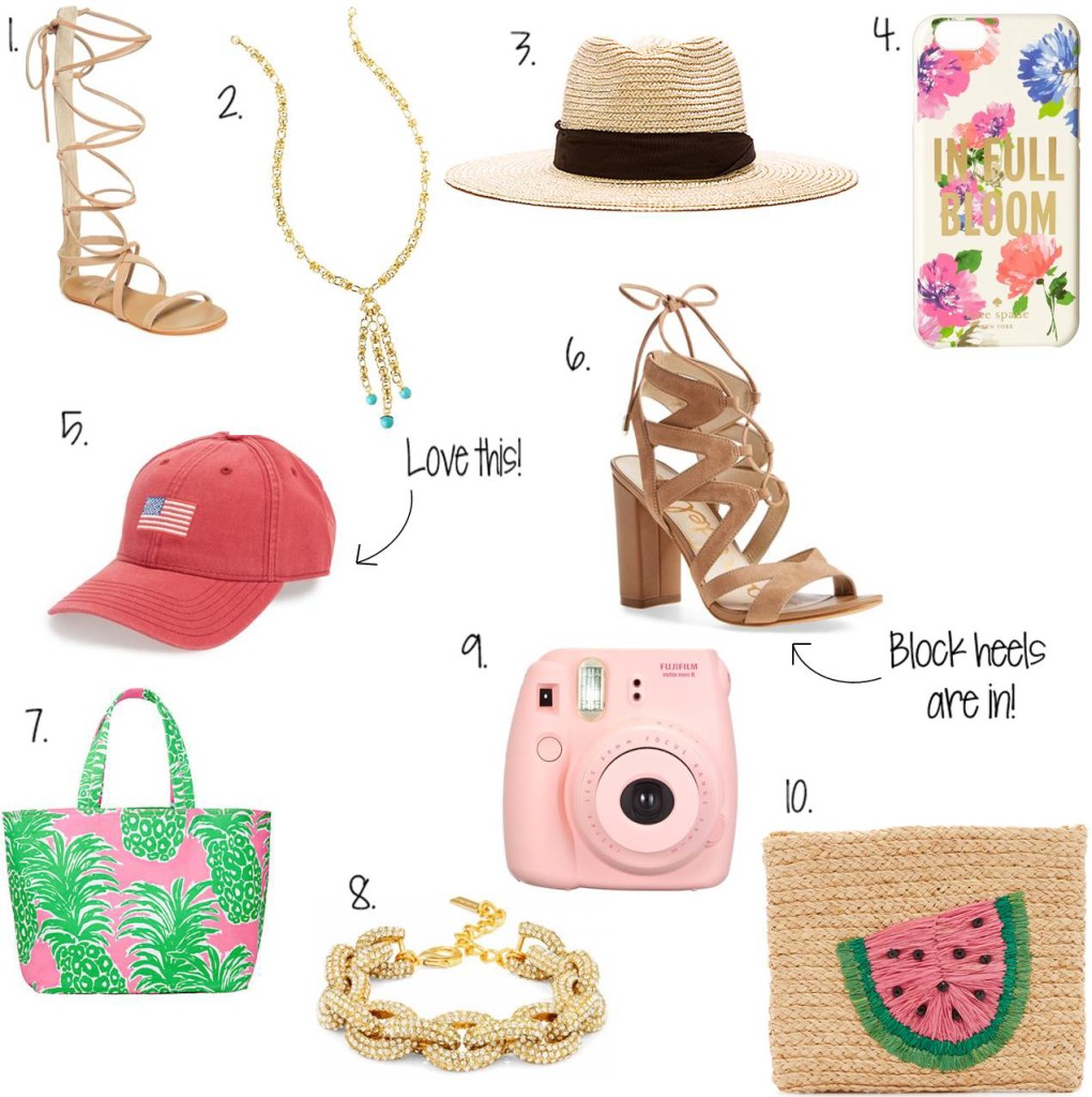 Caitlin Hartley of Styled American Spring accessories under $100, spring style on a budget, block heals, floral prints, gladiator flats, american baseball cap