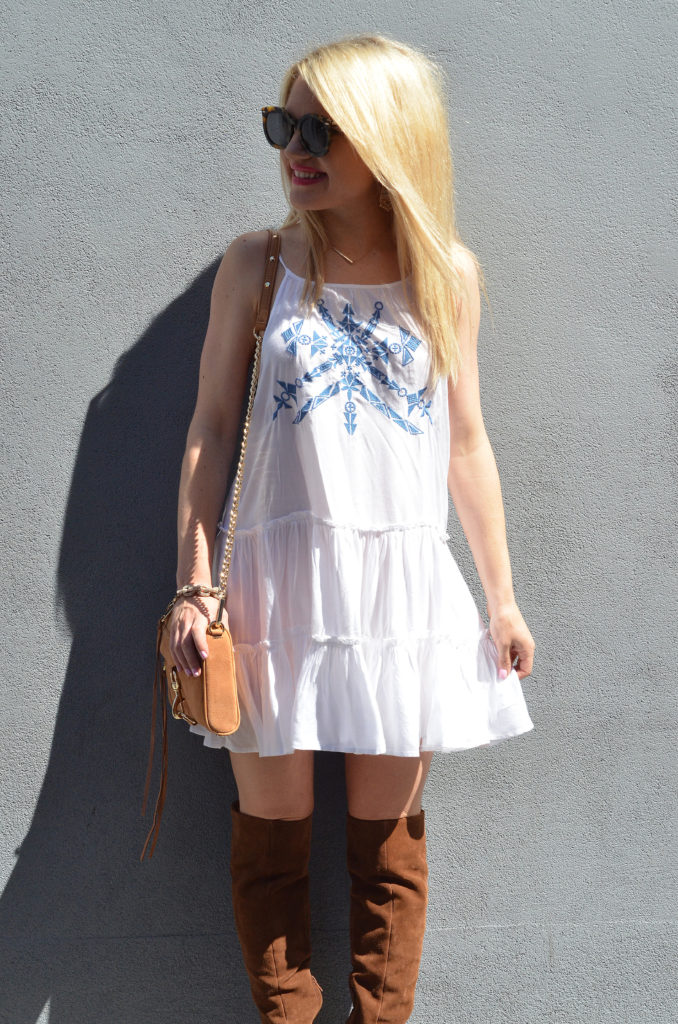 white-tiered-dress-suede-boots-suede-bag
