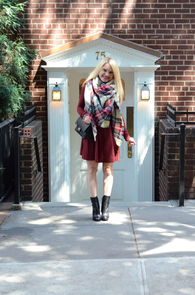 asos-blanket-scarf-swing-dress http://styledamerican.com/fall-uniform/