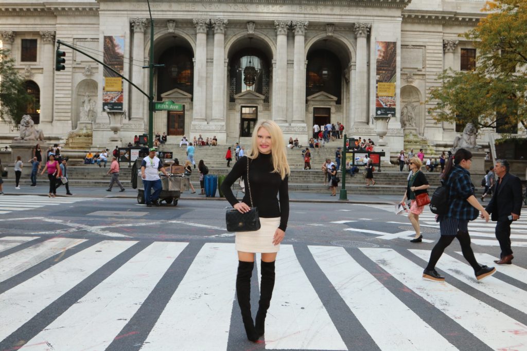 black-white-outfit-nyc-library http://styledamerican.com/debunking-white-after-labor-day/