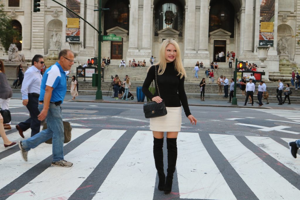 black-turtleneck-white-mini-skirt-black-boots http://styledamerican.com/debunking-white-after-labor-day/