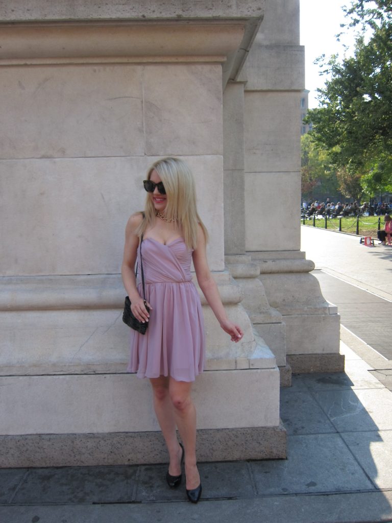 strapless-dress-washington-square-park http://styledamerican.com/bandeau-dress/