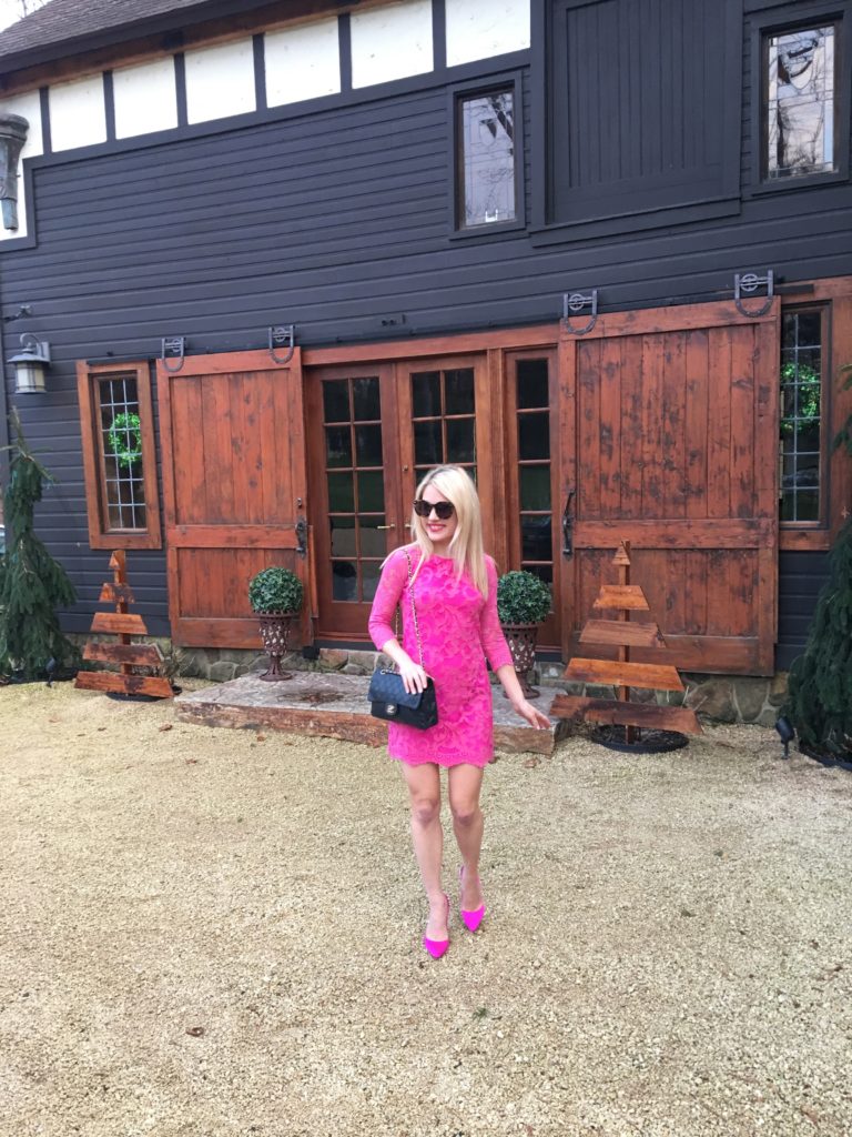 dressed-up-at-a-carriage-house http://styledamerican.com/fuchsia-fluorescent-lace-dress/