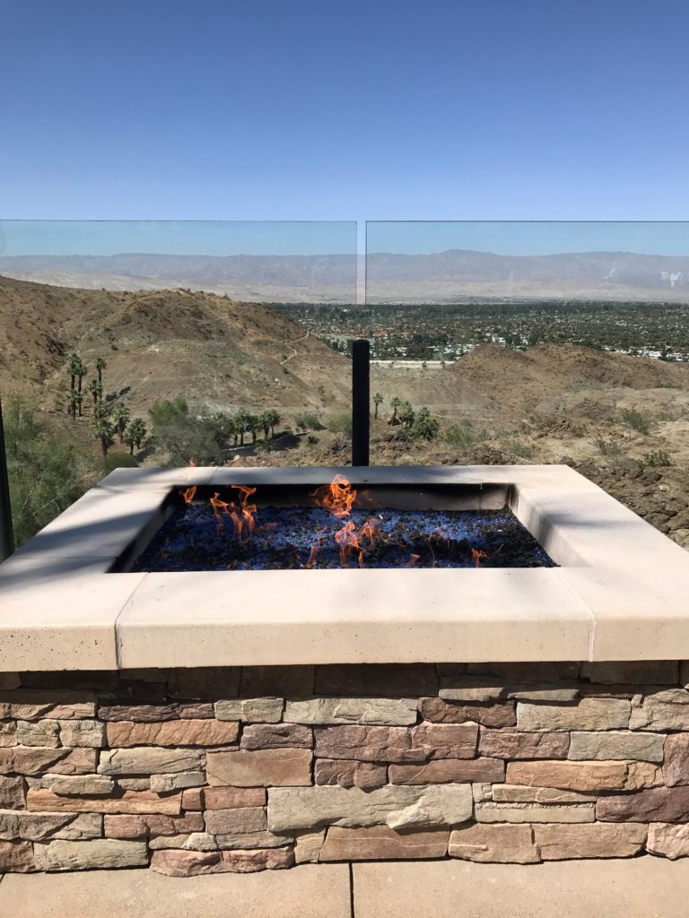 outdoor fireplace at the ritz carlton rancho mirage