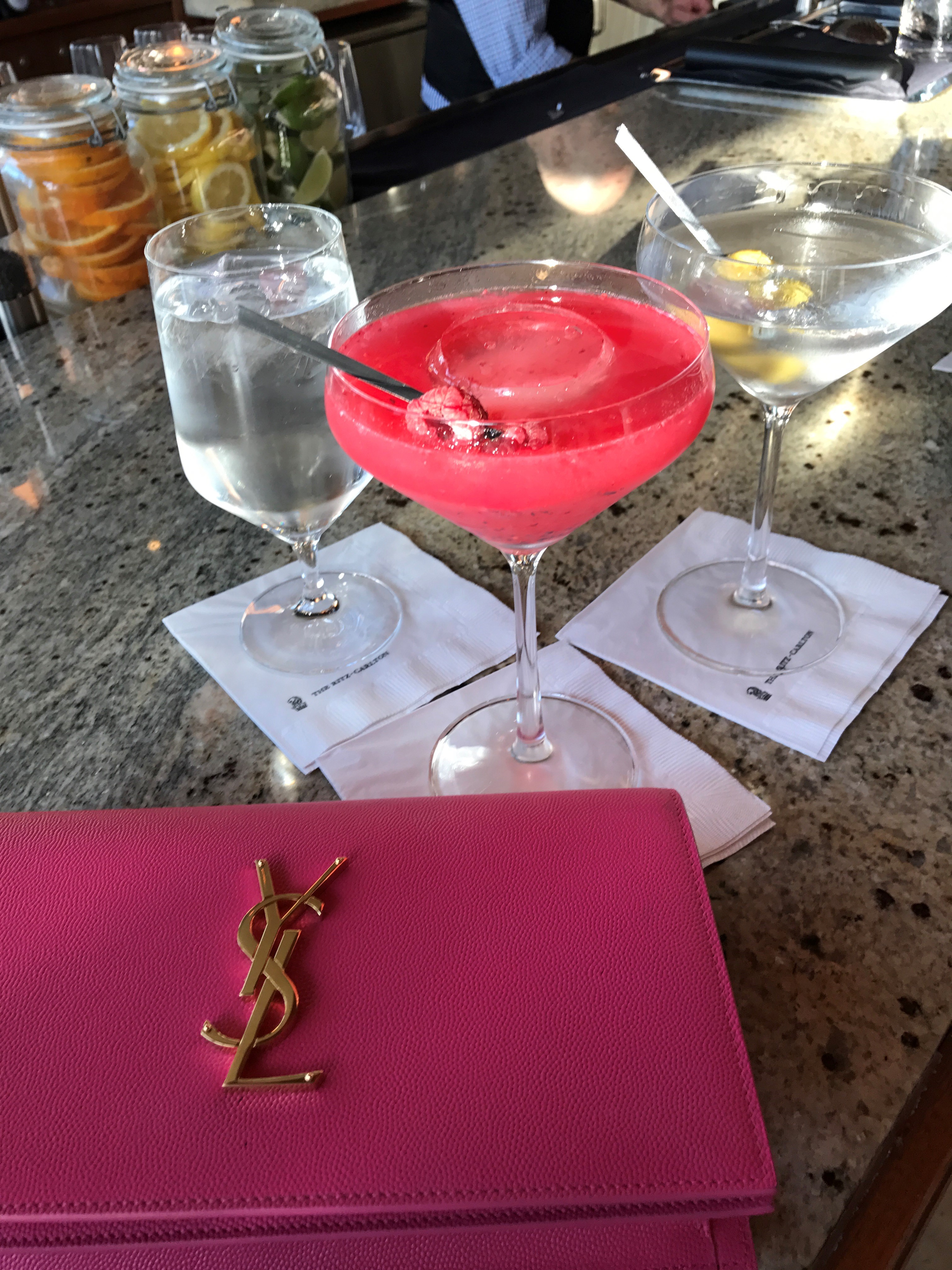 ysl pink clutch coaktails