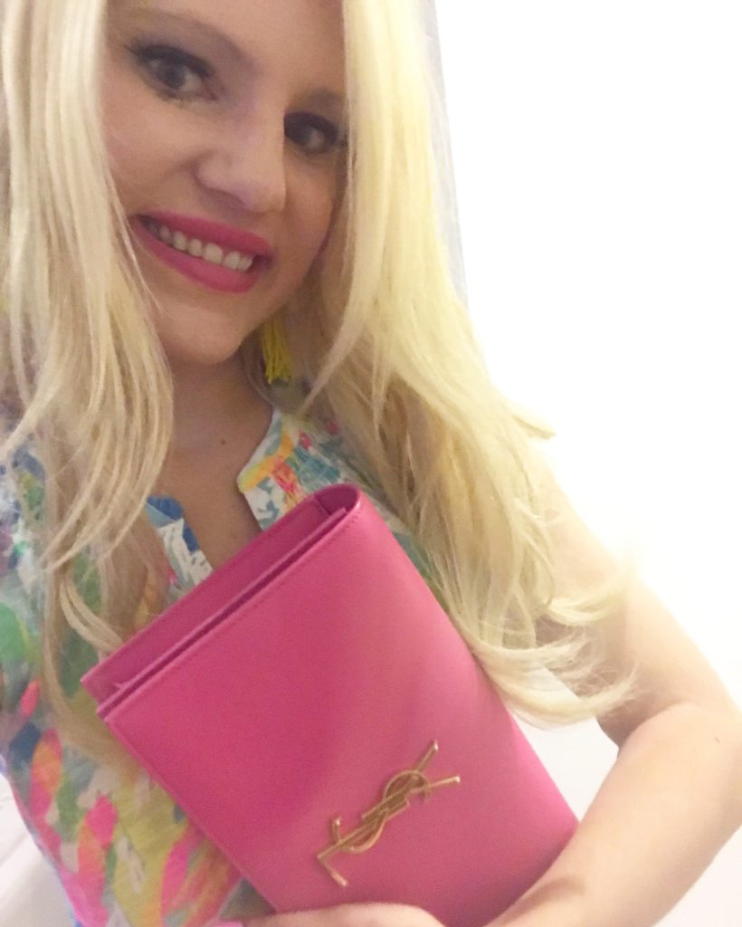 Pink YSL clutch, my new baby, pink designer clutch