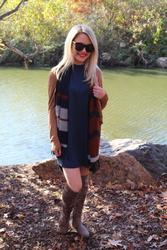 Navy and tan Winter outfit | Styled American